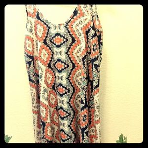 Soprano Orange\ Blue Boho Summer Dress